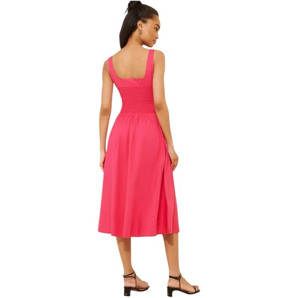 Anthropologie Square Neck Zip Up Tommie Midi Dress Sleeveless tank Pink Large - Picture 2 of 9